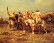 Arab Horseman By A watering Hole - 阿道夫·施赖尔
